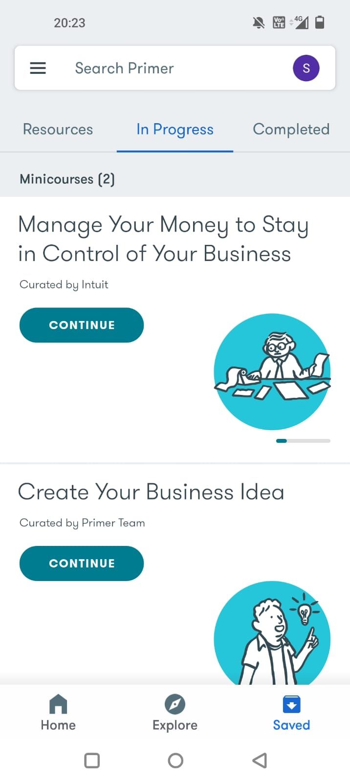 Экран прогресса в Google Primer