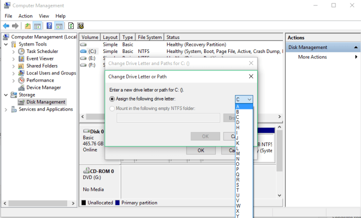 assign drive letter wind8apps windows 10