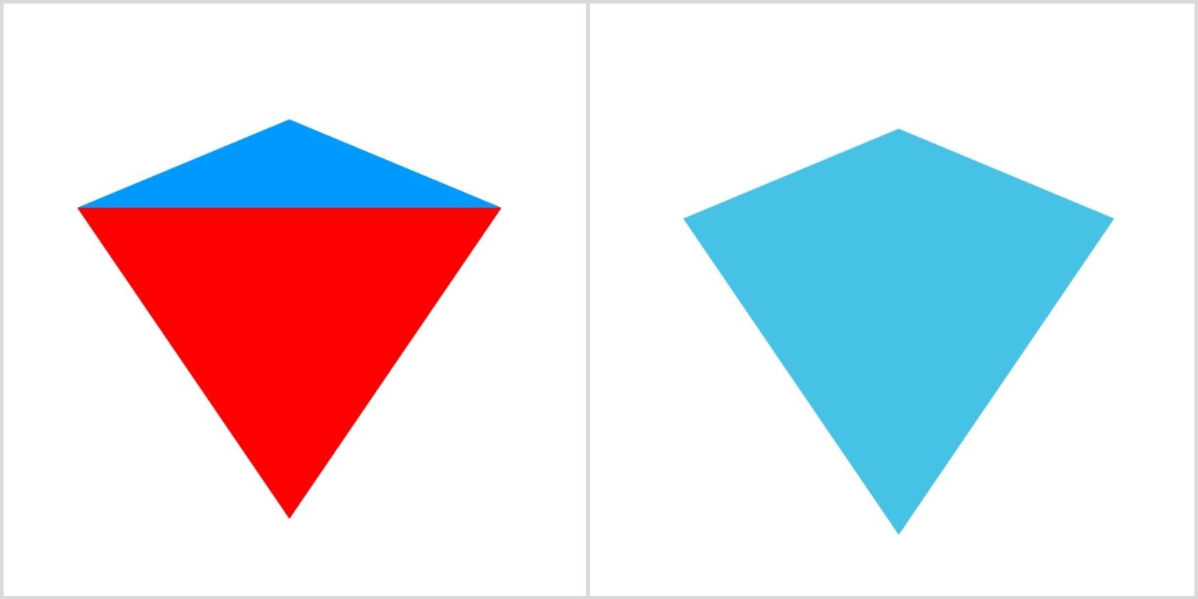 Вариант ромба-щита, полученный изменением высоты верхнего треугольника