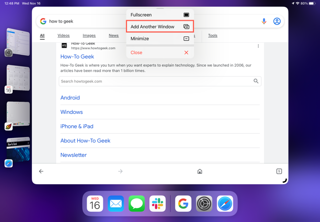 Add Another Window in the active app menu