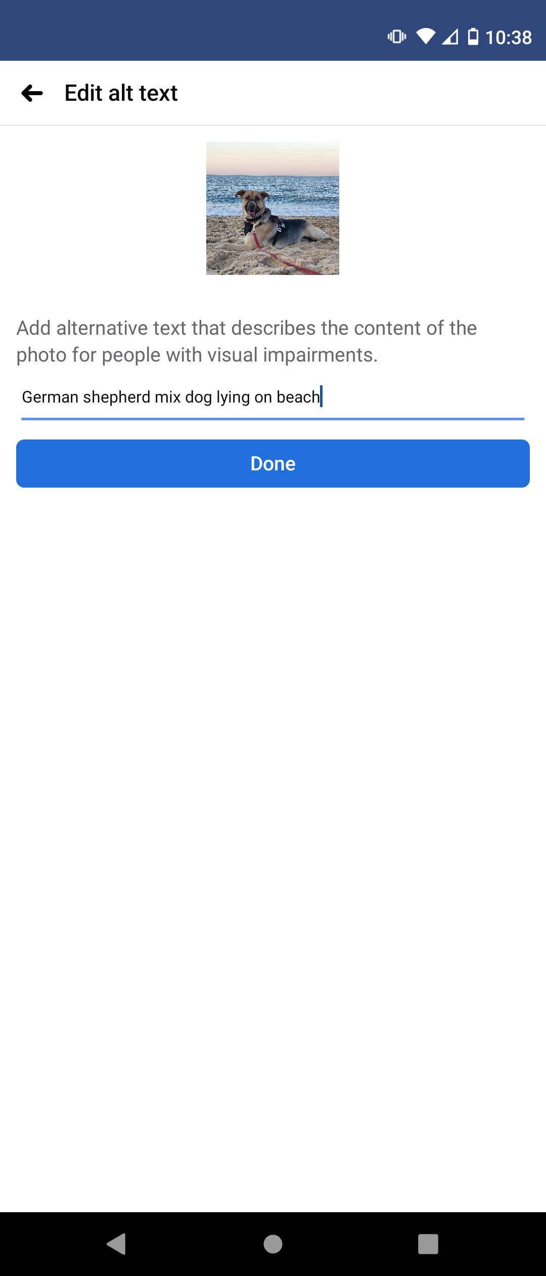 Инструмент для редактирования alt‑текста в Facebook