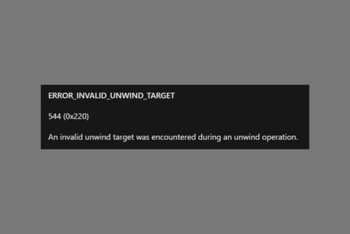 Как исправить ERROR_INVALID_UNWIND_TARGET