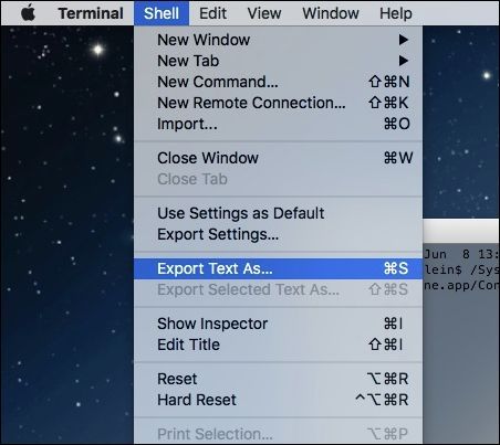 Сохранение вывода Терминала в текстовый файл