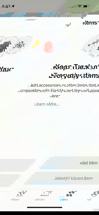 Экран удаления AirTag в приложении Локатор