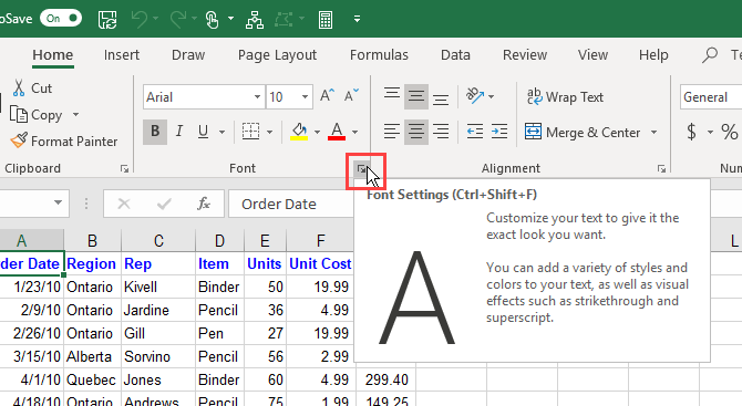Group dialog box button on the Home tab on the Excel ribbon
