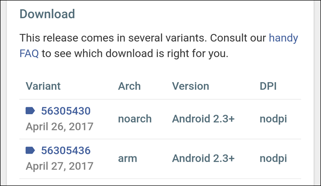 Выбор архитектуры APK: arm или noarch