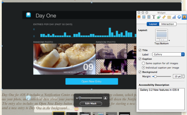 Панель настройки макета виджета