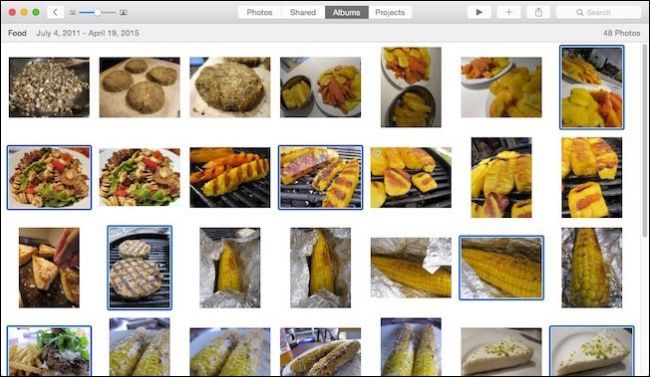 Альбом «Еда» с выбранными снимками
