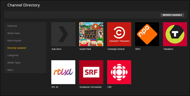 Категории каналов: Featured, Most Popular, Recently Updated