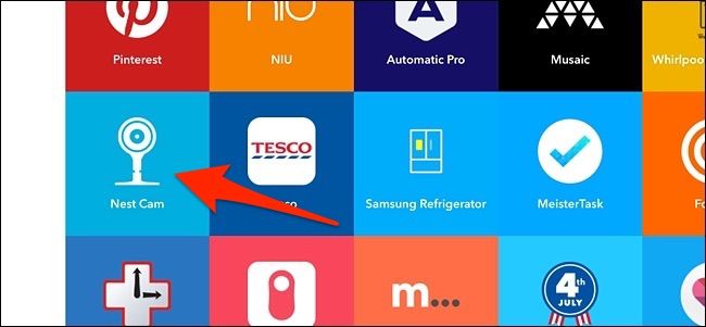 Сервис Nest Cam в списке IFTTT