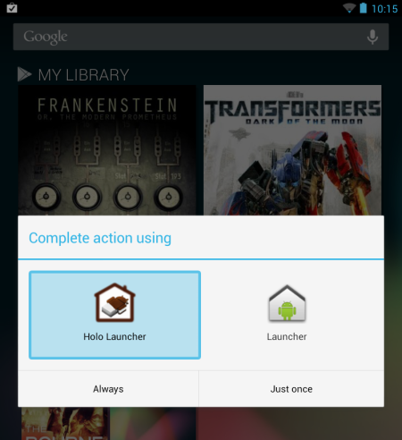 Holo Launcher auf dem Nexus 7-Startbildschirm im Querformat