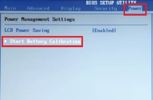 Начать калибровку батареи в BIOS