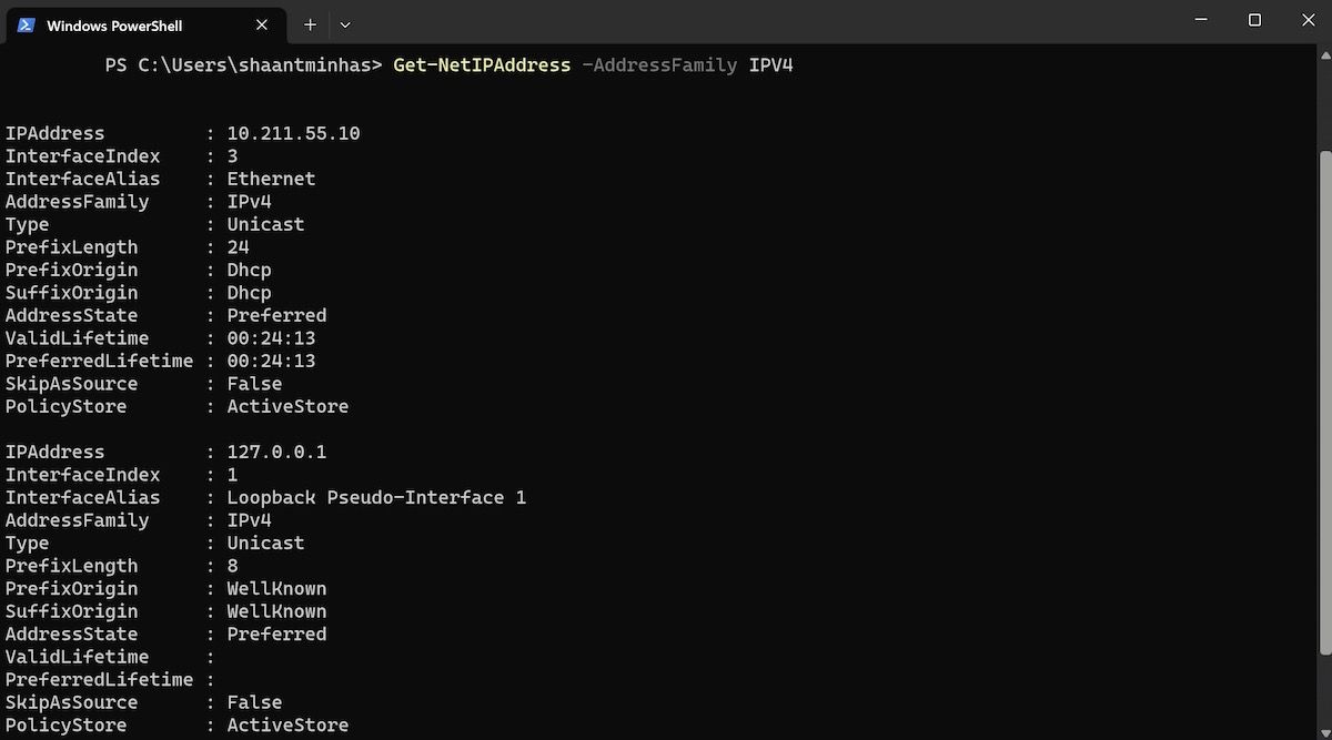 Список сетевых адаптеров и их адресов в PowerShell