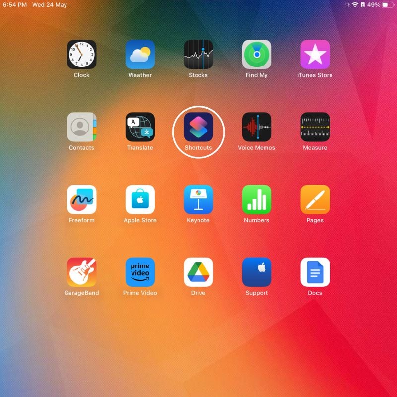 приложение Shortcuts на iPad