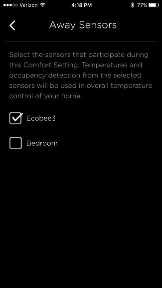 Выбор датчиков для профиля Comfort
