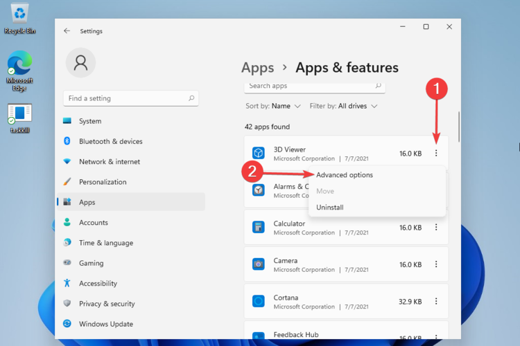 Меню дополнительных параметров приложения с тремя точками