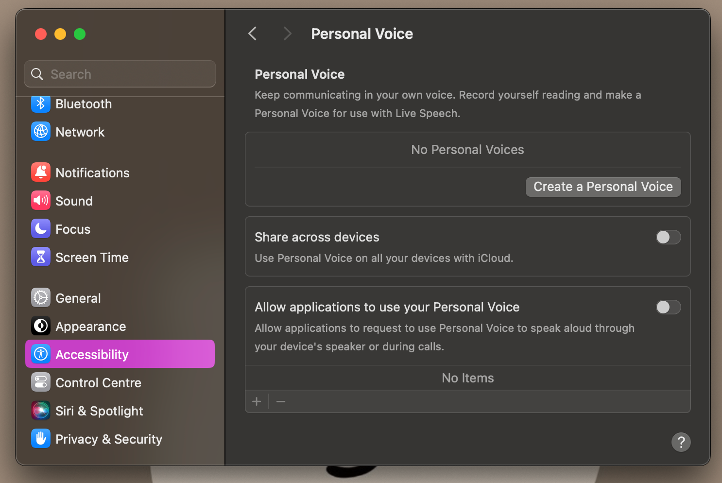 creating a personal voice on a macbook