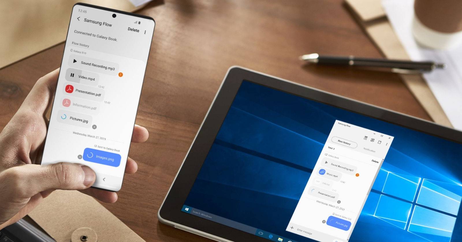 Samsung Flow app connecting Galaxy phone and tablet