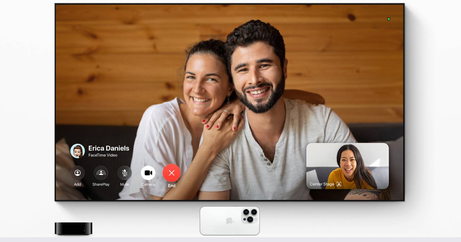 Использование FaceTime на Apple TV через Continuity Camera на iPhone