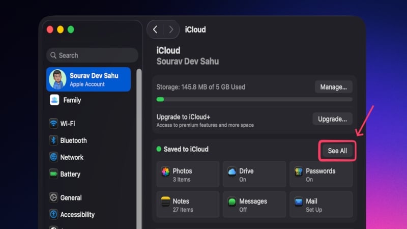 Пункт «See All» в iCloud