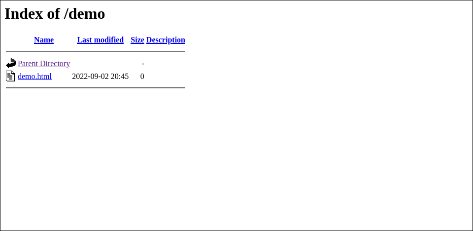 Страница индекса Apache без подписи сервера