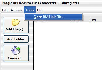 Magic RM RAM to MP3 Converter — окно программы