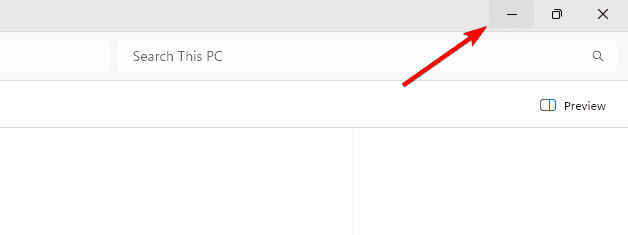Кнопка сворачивания (тире) в правом верхнем углу окна