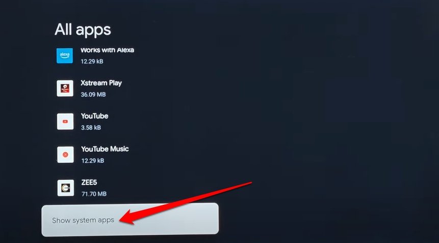 Системные приложения Android TV