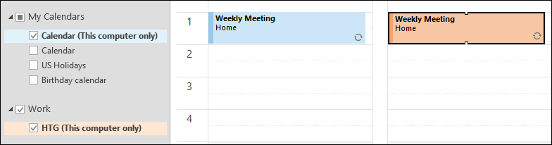 Показ нескольких календарей одновременно и перетаскивание события между ними