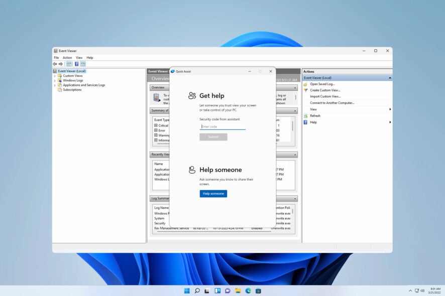 Просмотр логов Quick Assist в Windows 11