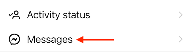 Выберите Сообщения в разделе Конфиденциальность