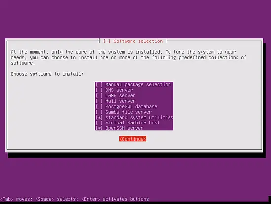Выбор базовых пакетов OpenSSH и утилит