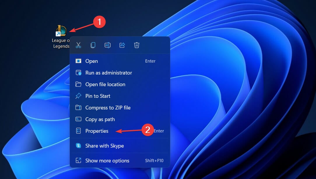 Свойства исполняемого файла League of Legends — вкладка Совместимость