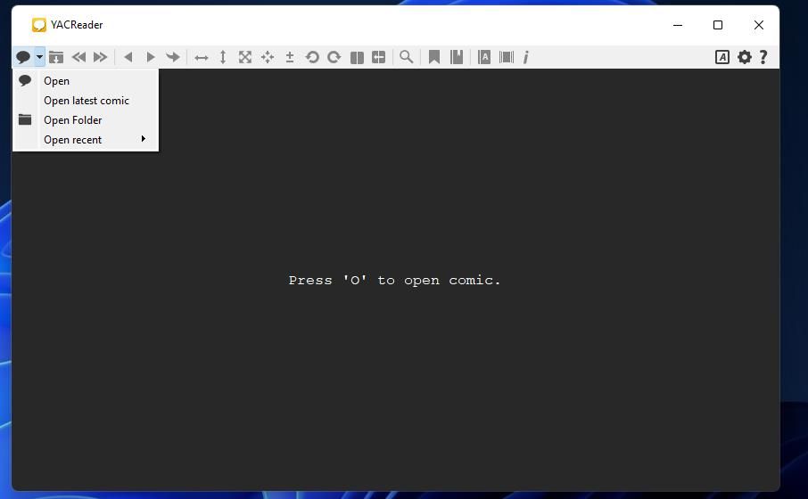Опция Open в YACReader