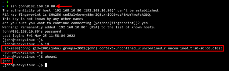 SSH вход пользователем john
