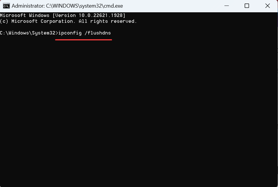 Команда ipconfig /flushdns в командной строке Windows
