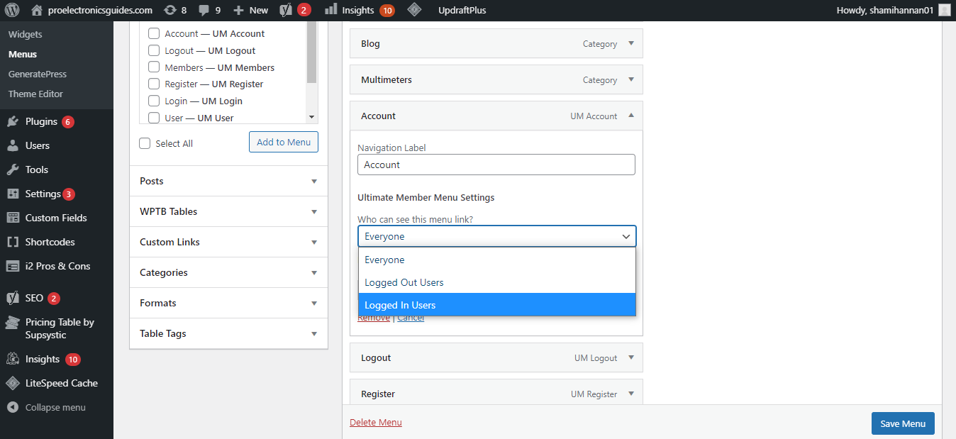 Назначение видимости страницы аккаунта только для залогиненных пользователей