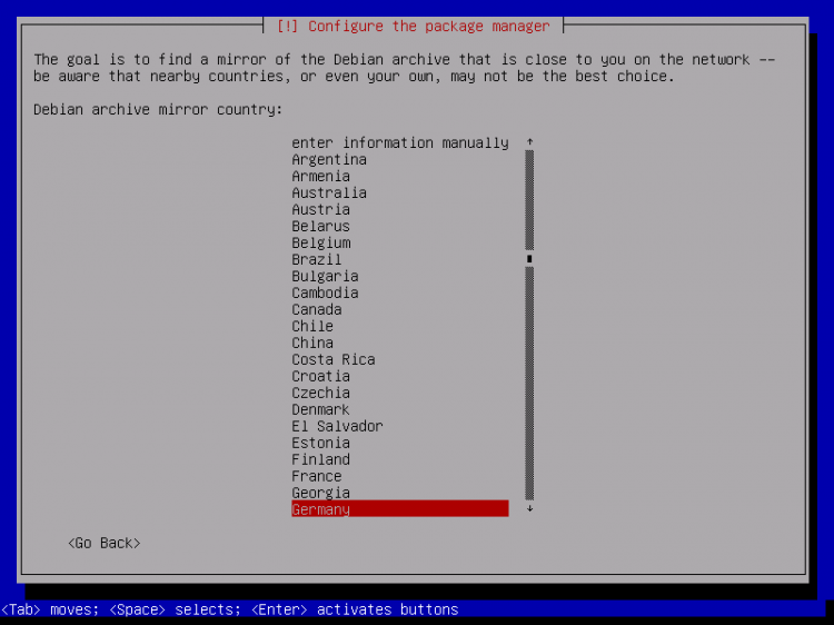 Выбор страны зеркала apt