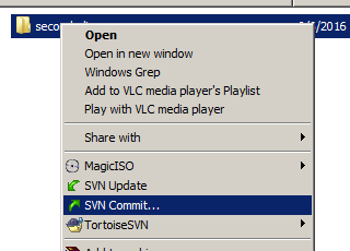 Selecionar Commit no menu do TortoiseSVN