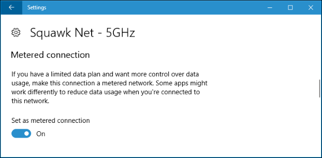Настройки лимитного подключения в Windows