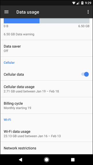 Скриншот: список Wi‑Fi сетей с тумблерами для ограничения фоновых данных