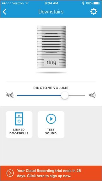 Настройки громкости и тестирования звука Chime в приложении