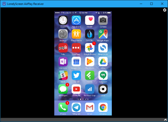 Окно LonelyScreen с зеркалированным экраном iPhone