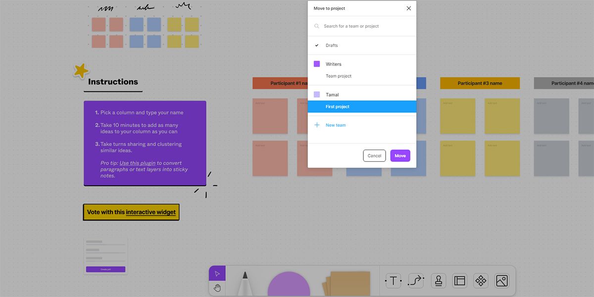 Показано назначение проекта для FigJam‑доски