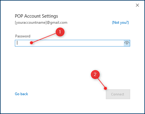 Поле ввода пароля для настроек POP