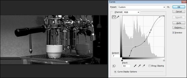 Итоговая кривая после нескольких правок. Баланс между светом и тенью