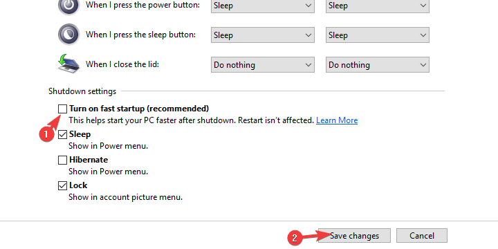 Отключить быстрый запуск