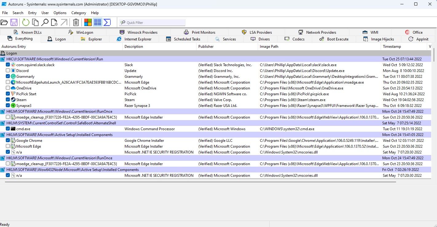 Image of Autoruns Utility