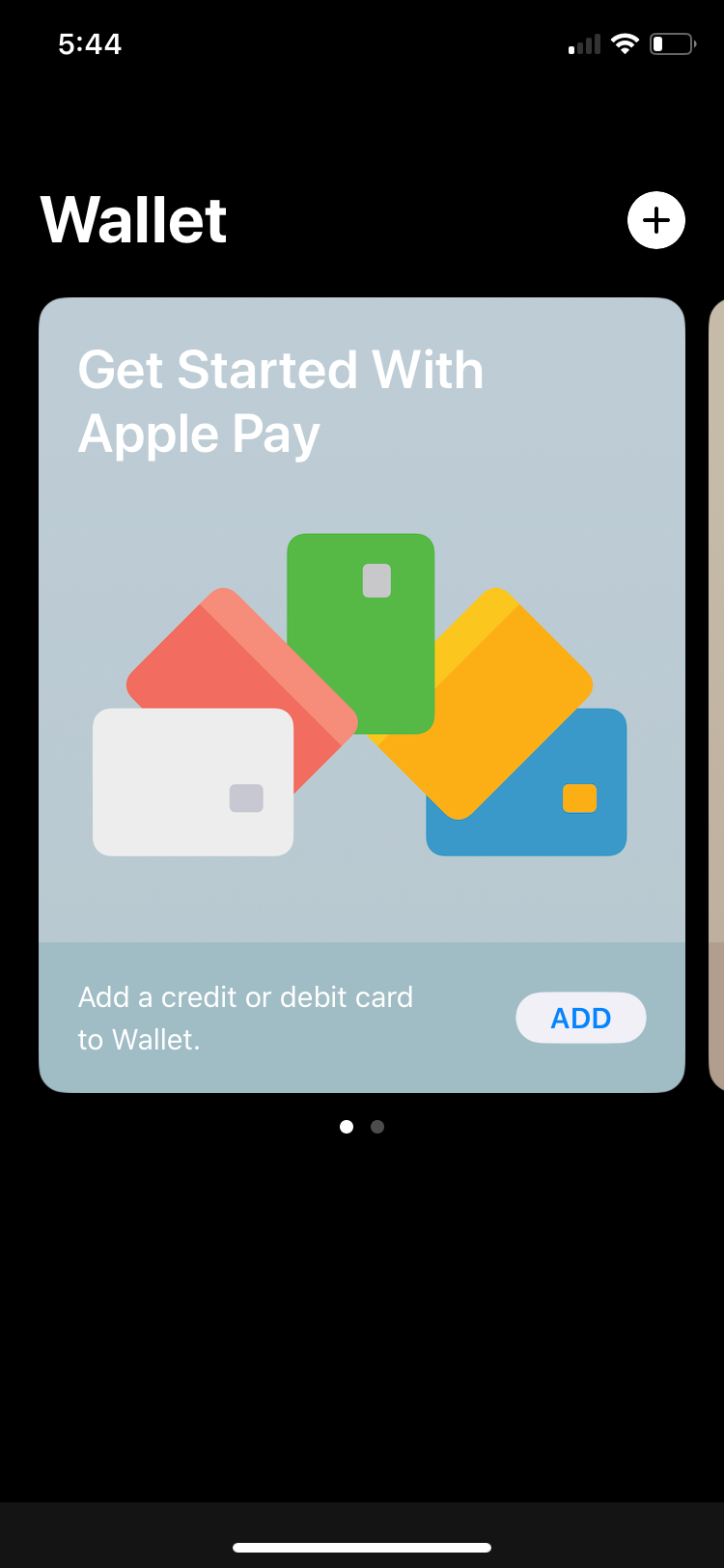 Экран Apple Wallet.