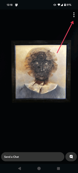 Кнопка с тремя точками при просмотре снапа в Snapchat